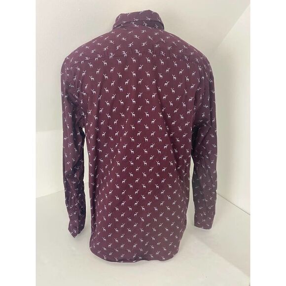 Paper Denim & Cloth Deer Print Button Down Shirt Red Reindeer Holiday XL - Picture 2 of 9